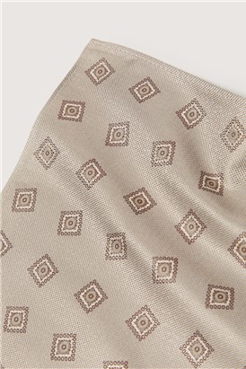  Champagne Medallion Silk Pocket Square