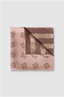  Pink Medallion Silk Pocket Sqaure
