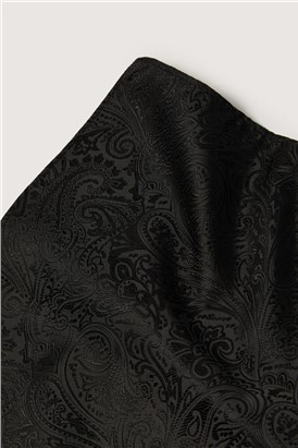  Black Tonal Paisley Pocket Sqaure