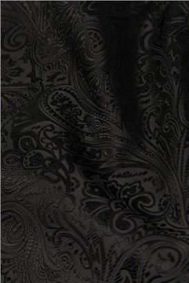  Black Tonal Paisley Pocket Sqaure