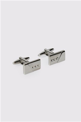  Silver Crystal Rectangle Cufflinks