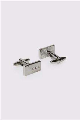  Silver Crystal Rectangle Cufflinks