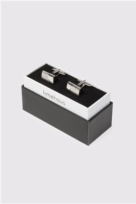  Silver Crystal Rectangle Cufflinks