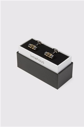  Black and Gold Barrell Cufflinks