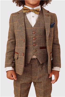  Ted Children's Tan Check Three Piece Suit