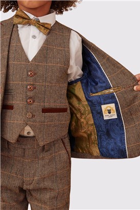  Ted Children's Tan Check Three Piece Suit