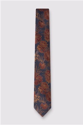  Navy Large Floral Tie