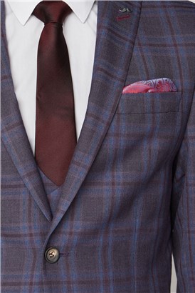  Purple Check Double Breasted Waistcoat