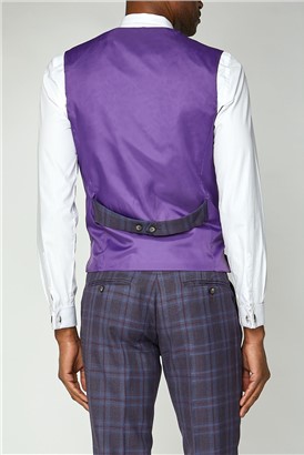  Purple Check Double Breasted Waistcoat