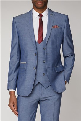  Blue Textured Slim Fit Two Piece Suit