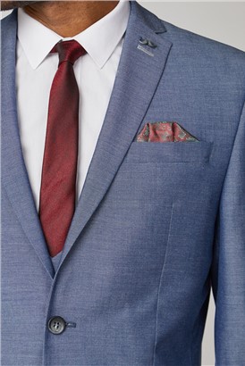  Blue Textured Slim Fit Two Piece Suit