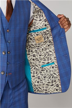  Blue Check Slim Fit Waistcoat