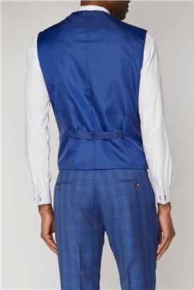  Blue Check Slim Fit Waistcoat