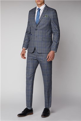  Grey and Blue Check Waistcoat