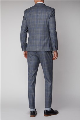  Grey and Blue Check Waistcoat