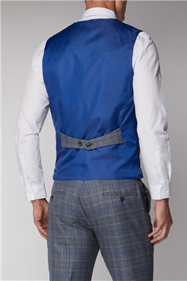  Grey and Blue Check Waistcoat