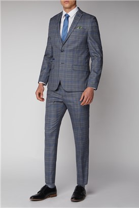  Grey Blue Check Slim Fit Suit