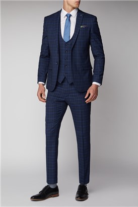  Navy with Bright Blue Check Suit