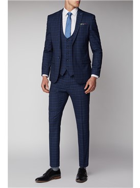  Navy with Bright Blue Check Suit