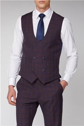  Pink and Blue Check Waistcoat