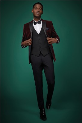  Slim Fit Burgundy Velvet Jacket