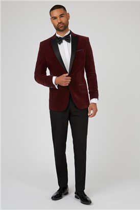  Slim Fit Burgundy Velvet Jacket