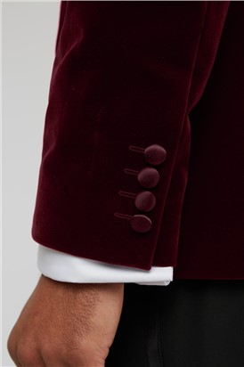  Slim Fit Burgundy Velvet Jacket