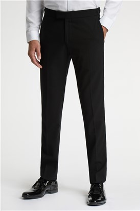  Slim Fit Black Dresswear Trousers with Satin Piping