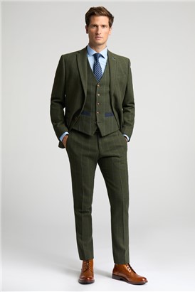  Slim Fit Hooper Green And Blue Check Tweed Suit