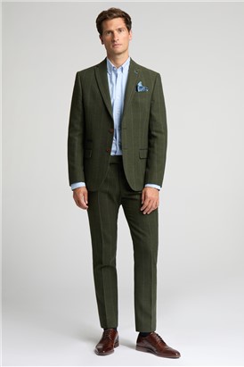  Slim Fit Hooper Green And Blue Check Tweed Trouser