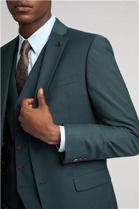  Slim Fit Bay Dark Teal Waistcoat