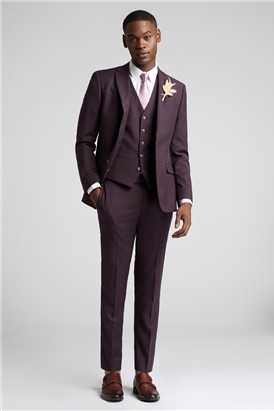  Slim Fit Bay Burgundy Waistcoat