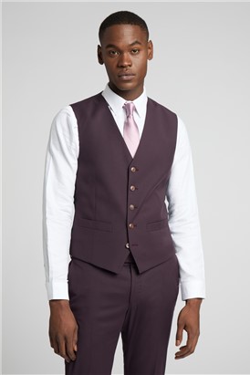  Slim Fit Bay Burgundy Waistcoat