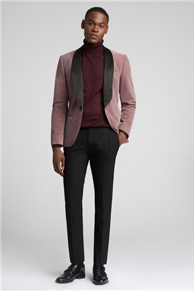  Slim Fit Dusty Pink Velvet Suit