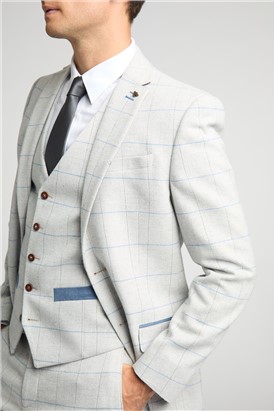  Slim Fit Powell Taupe Check Tweed Suit