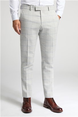  Slim Fit Powell Taupe Check Tweed Trousers