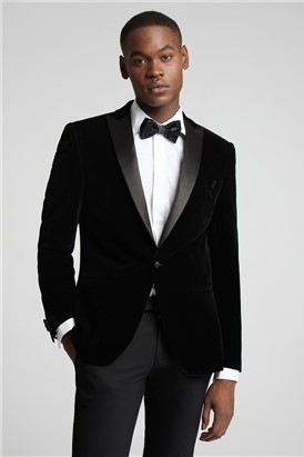  Slim Fit Black Velvet Suit