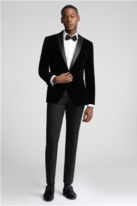  Slim Fit Black Velvet Suit