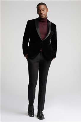  Slim Fit Black Velvet Suit