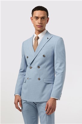 Antique Rogue Slim Fit Cloud Blue Double Breasted Jacket