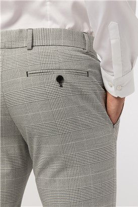  Slim Fit Grey Monochrome Check Suit