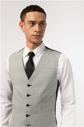  Slim Fit Grey Monochrome Check Suit