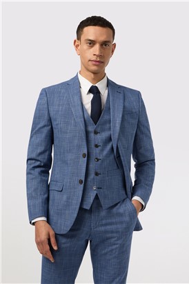  Slim Fit Blue Check Suit