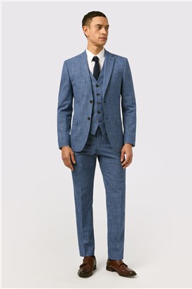  Slim Fit Blue Check Suit
