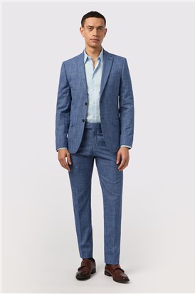  Slim Fit Blue Check Suit