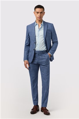  Slim Fit Blue Check Suit