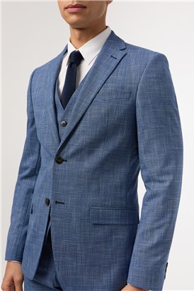  Slim Fit Blue Check Suit