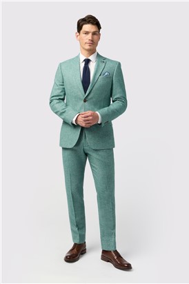  Slim Fit Green Herringbone Tweed Waistcoat