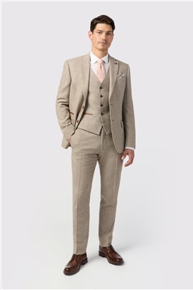  Slim Fit Taupe Tweed Trouser