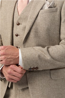  Slim Fit Taupe Tweed Trouser